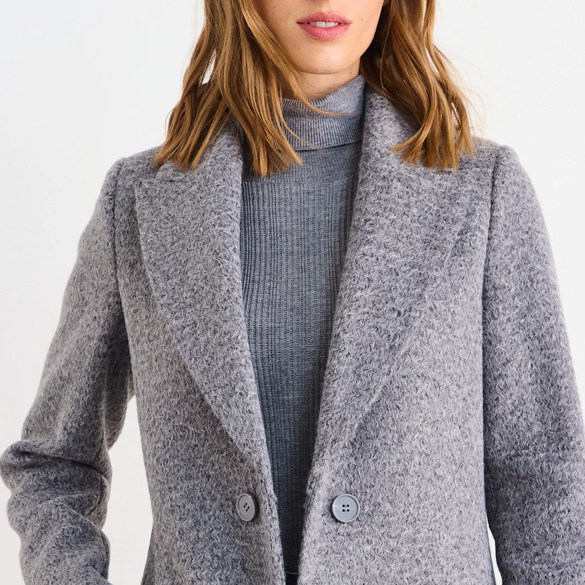 IO - Chaqueton Liso Mujer Gris Io