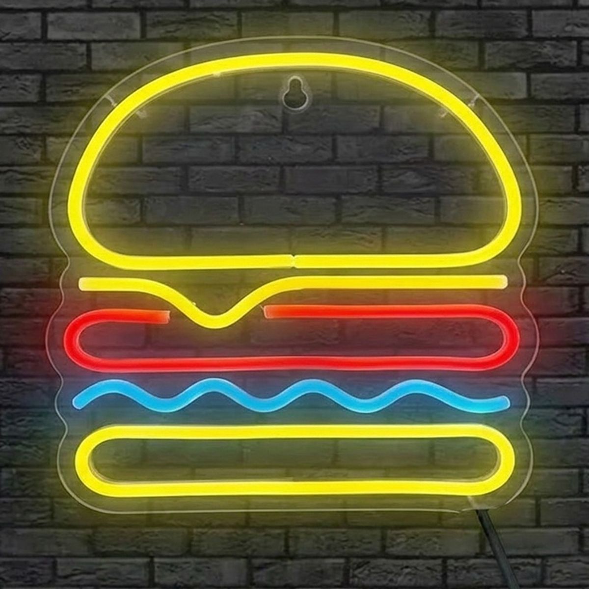 GENERICO - Letrero Cartel Luminoso Neon Led Hamburguesa Para Tienda