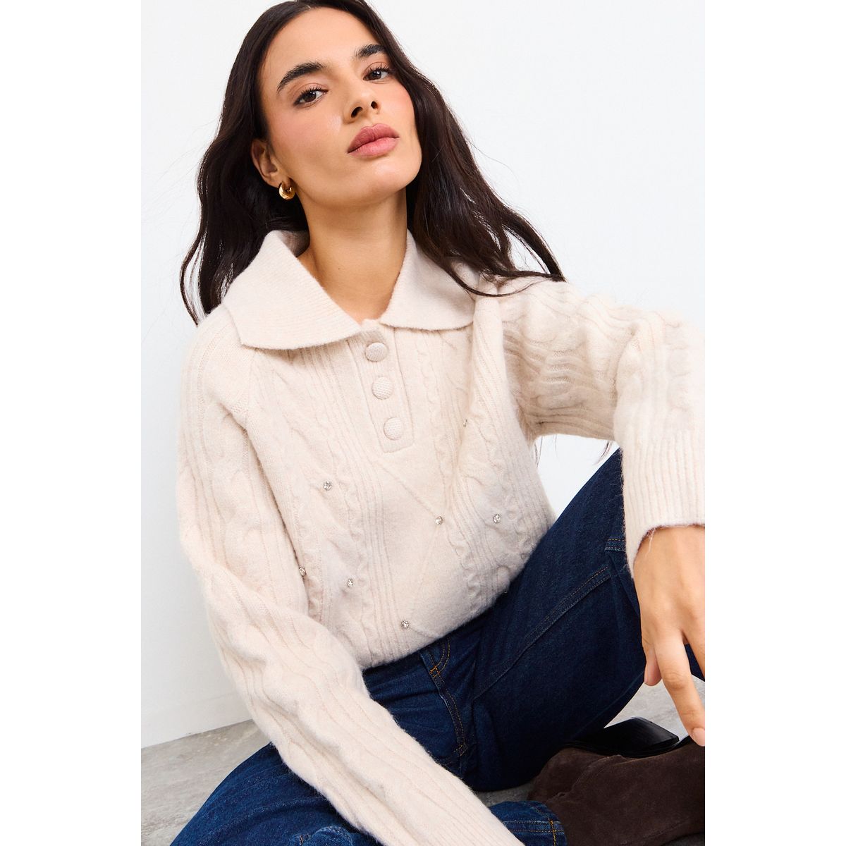 IO - Sweater Liso Mujer Beige Io