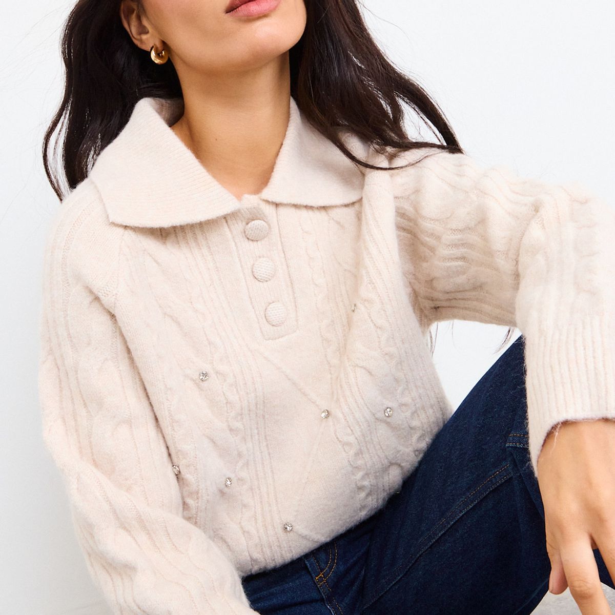 IO - Sweater Liso Mujer Beige Io