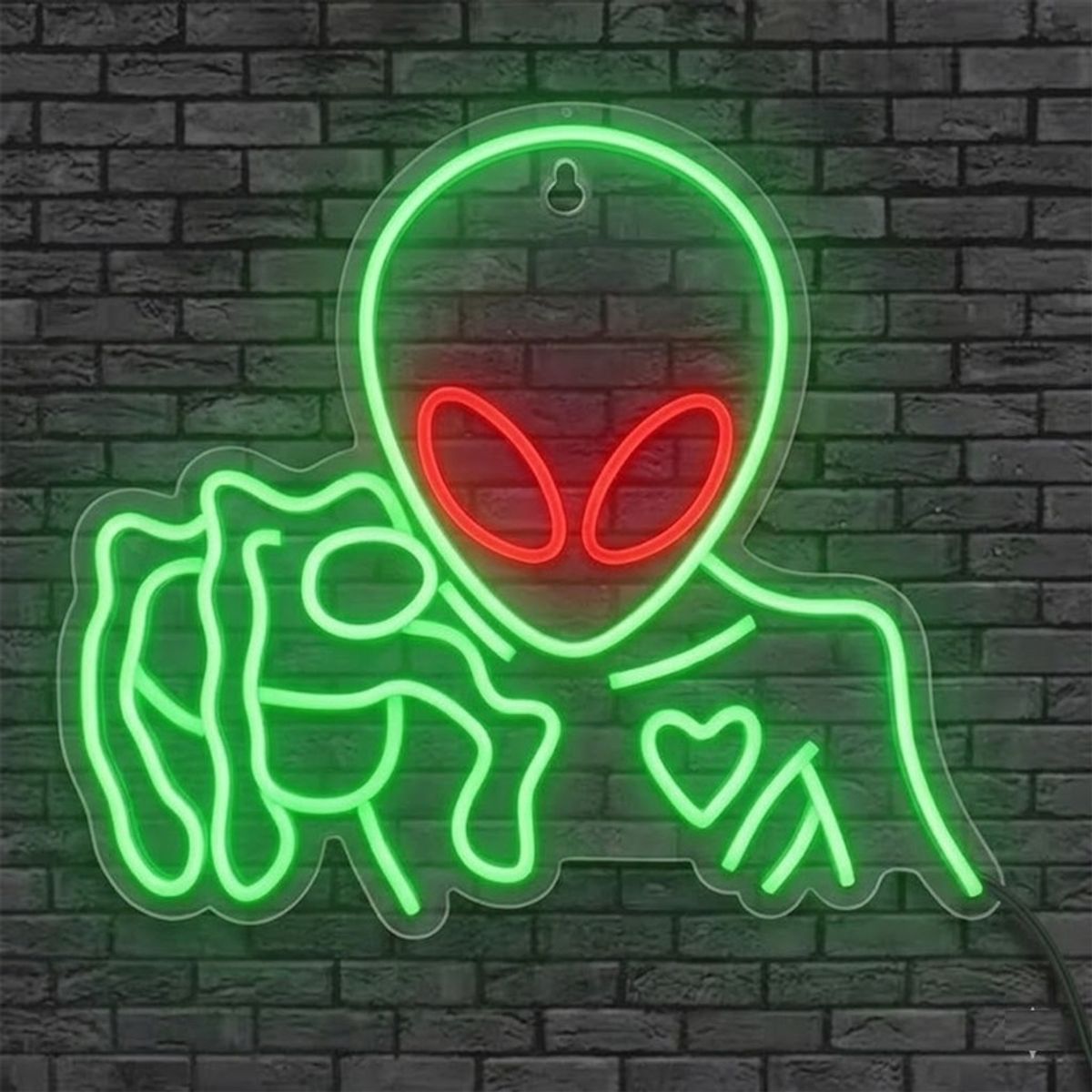 GENERICO - Letrero Cartel Luminoso Neon Led Alien Apuntando