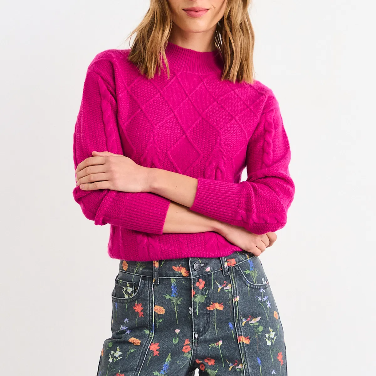 IO - Sweater Liso Mujer Fucsia Io