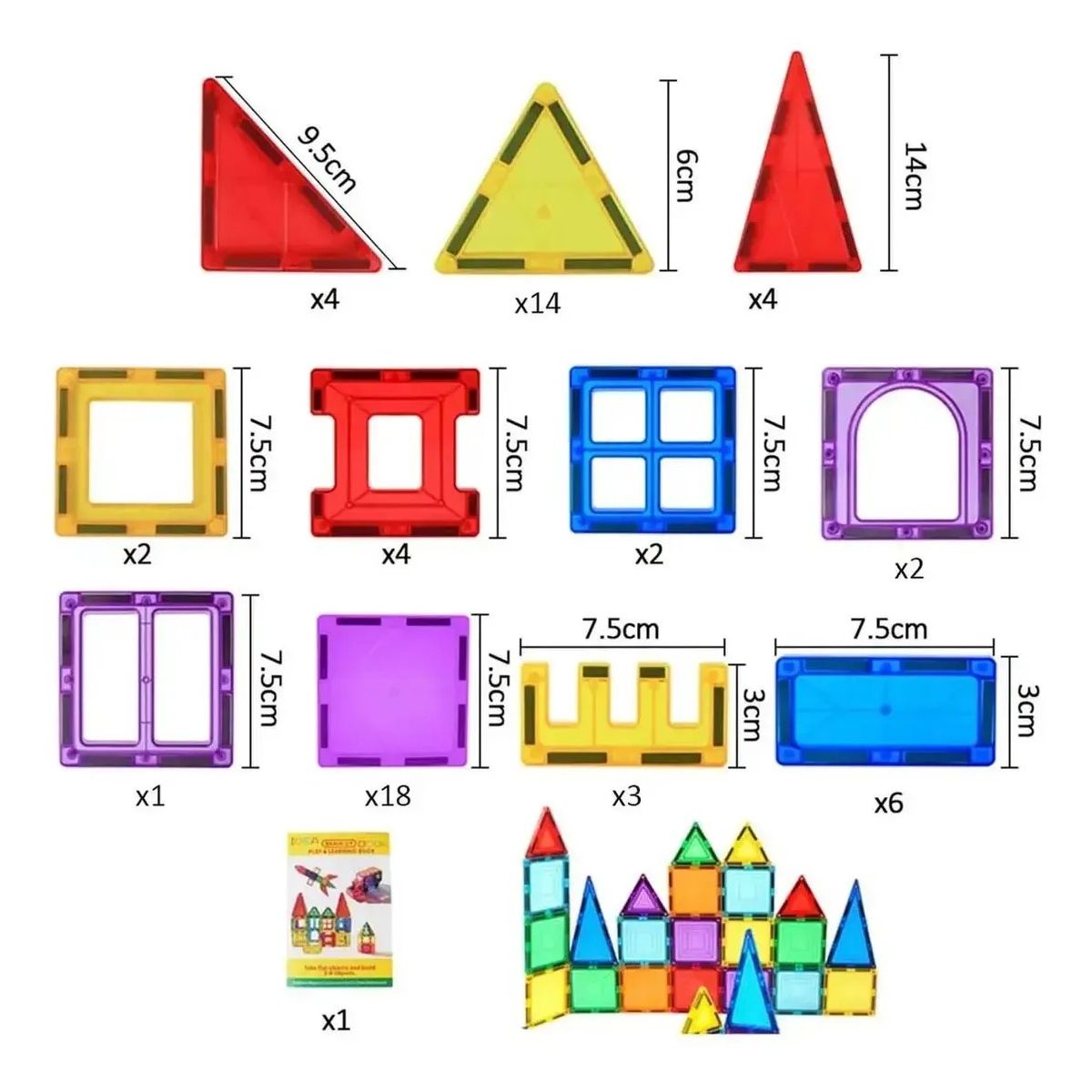 GENERICO - Set Colourful Bloques Magnéticos Para Construir 60 Piezas Labg
