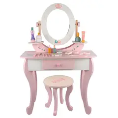 COBABY - TOCADOR PARA NIÑAS DE MADERA SOLIDA LITTLE QUEEN ROSA