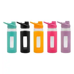 KEEP - Botella 470ml Vidrio Agua Ejercicio Colores Naranja