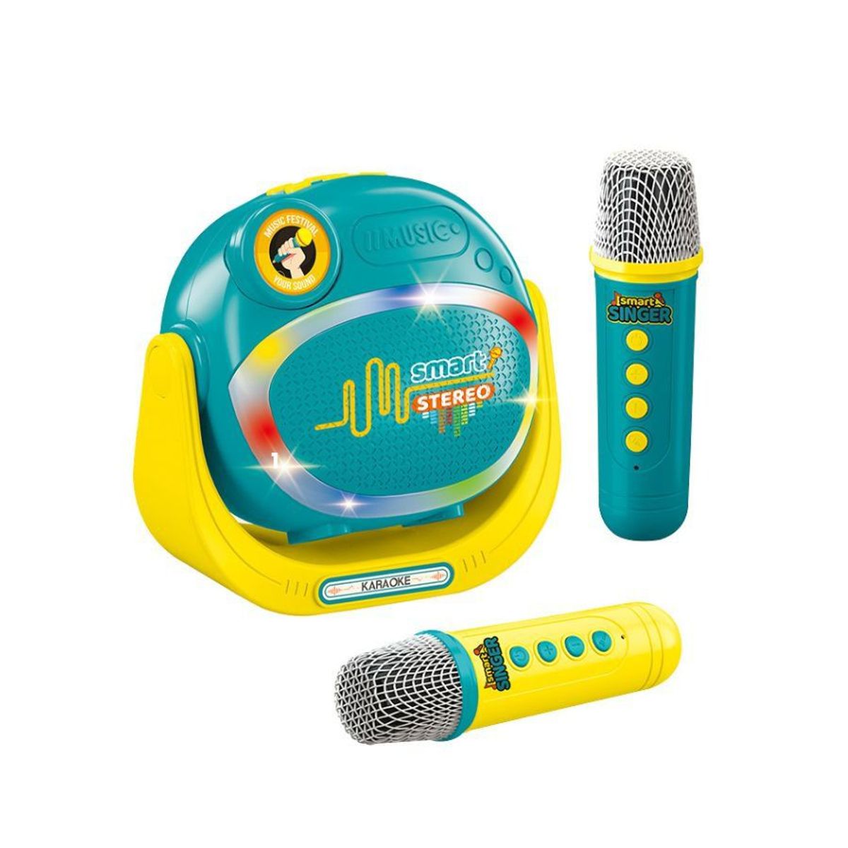 GENERICO - Juguete Microfono Karaoke Bluetooth Luces Niño Niña Azul