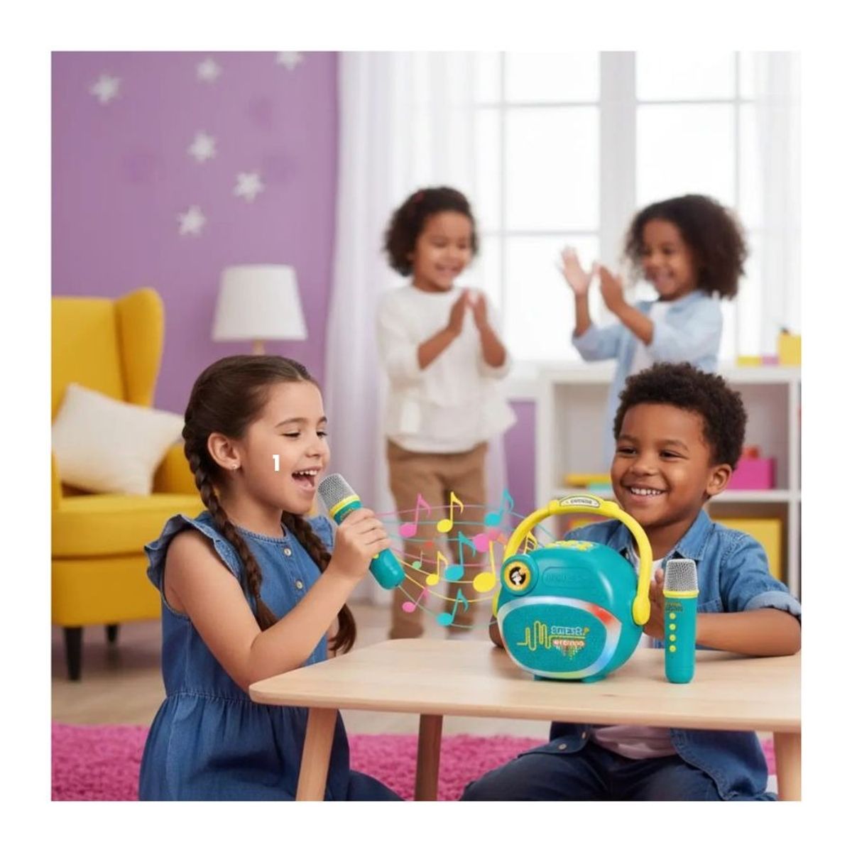 GENERICO - Juguete Microfono Karaoke Bluetooth Luces Niño Niña Azul