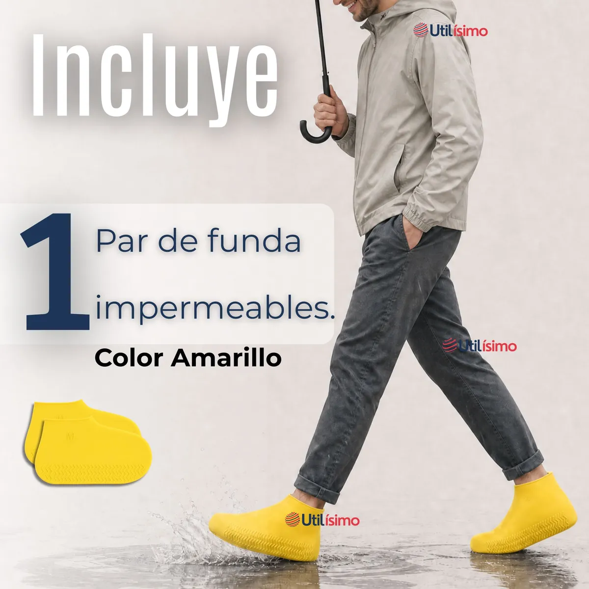 UTILISIMO - Fundas Cubre Zapatos Amarillo Impermeable Surtidas Silicona Antideslizante 1 Par