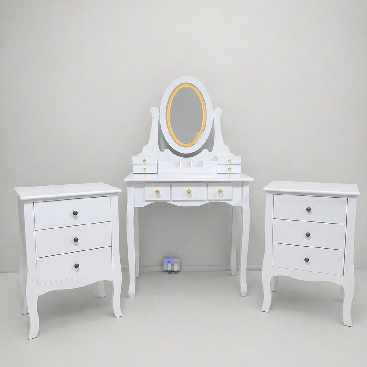 CASTELLARO - KIT DORMITORIO VELADORES GENOVA + TOCADOR CATERINA