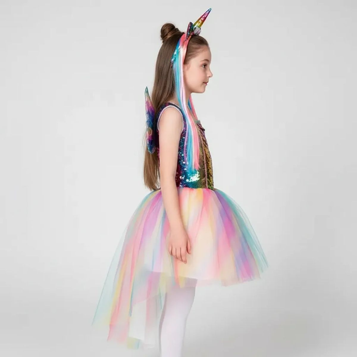 TODODISFRACESCHILE - Disfraz Unicornio Deluxe Cintillo con Mechitas y Alas