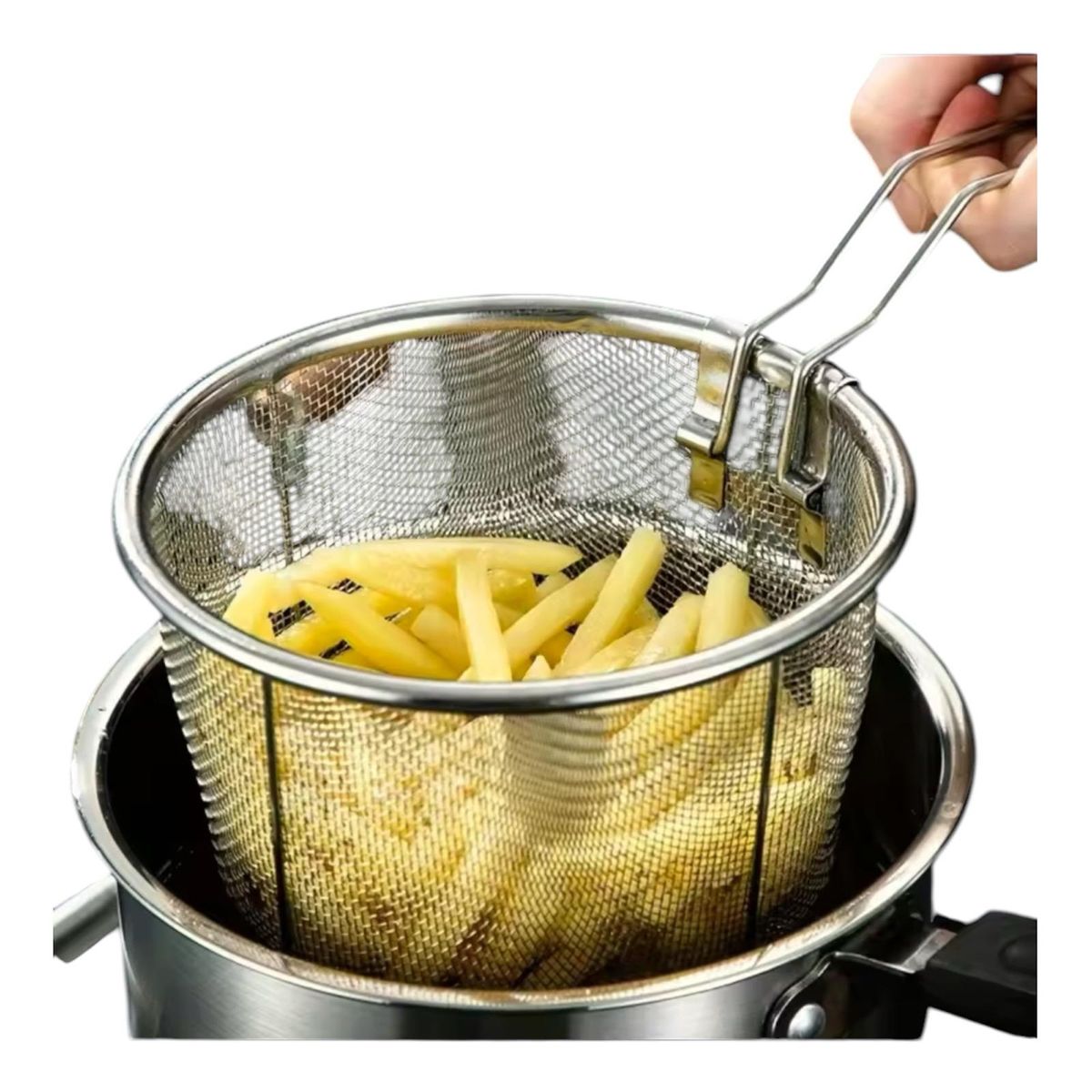 GENERICO - Olla Cesta para Freir Acero Inoxidable Canasto Freidora