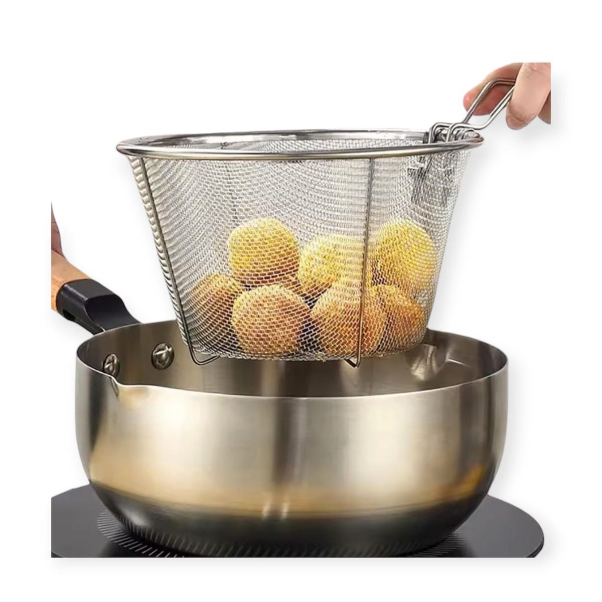 GENERICO - Olla Cesta para Freir Acero Inoxidable Canasto Freidora