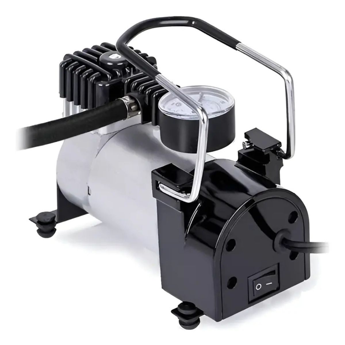 TASBEL - Compresor de Aire Metalico 12v portatil Vehiculo Auto Moto Color Plateado