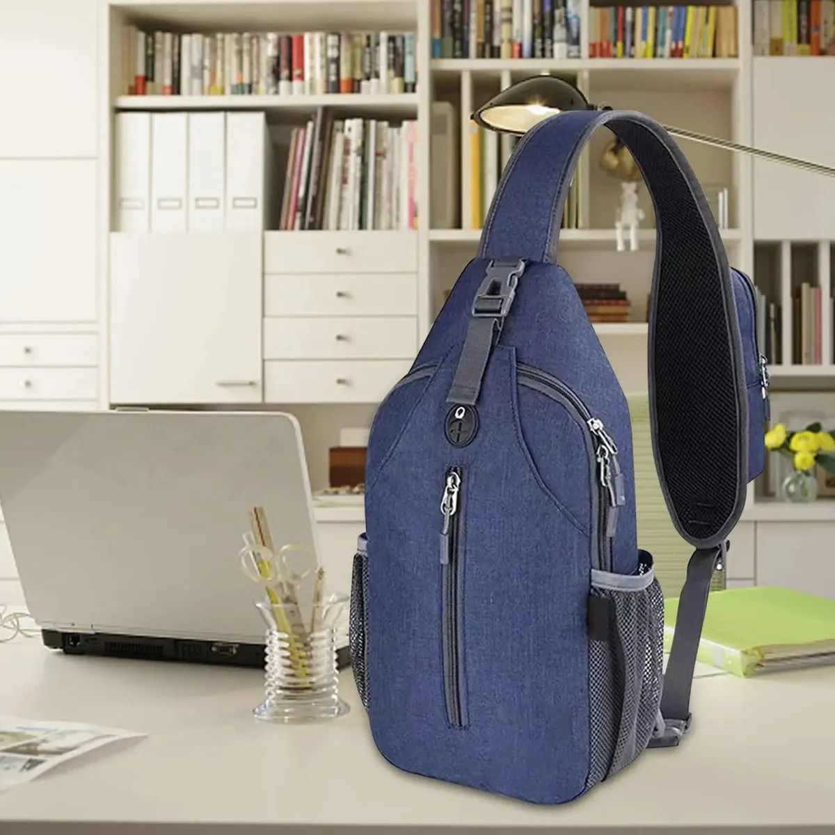 EINICIO - Mochila Cruzada Pecho  Para Ciclismo Senderismo Casual-Azul