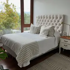 CASA CECILIA - Chal Sofía Rayas Beige Claro 220x160
