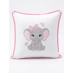 GENERICO - Cojín Bebé Bordado Hipoalergénico 30x30 Elefante Mariposa2