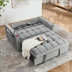 YOMYM - Sofa Cama Cuero Sintetico Base De Fierro Almacenable 140×98×82 cm