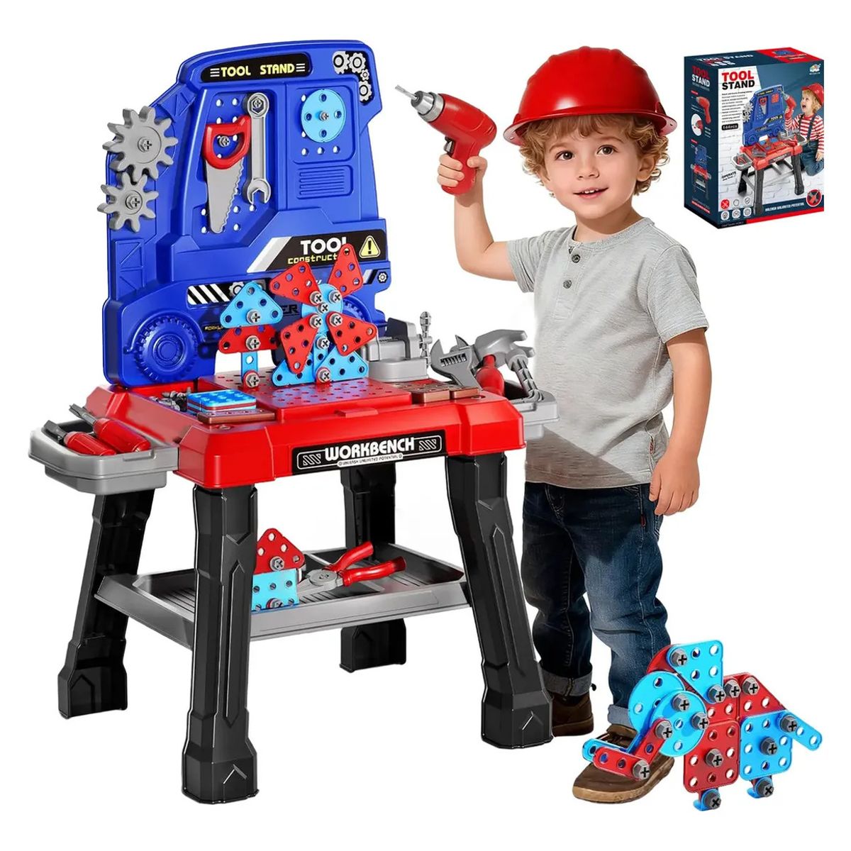 TOYUN TOYUN - Set Juego Banco Herramientas Taladro Juguete Niños 144 Pcs