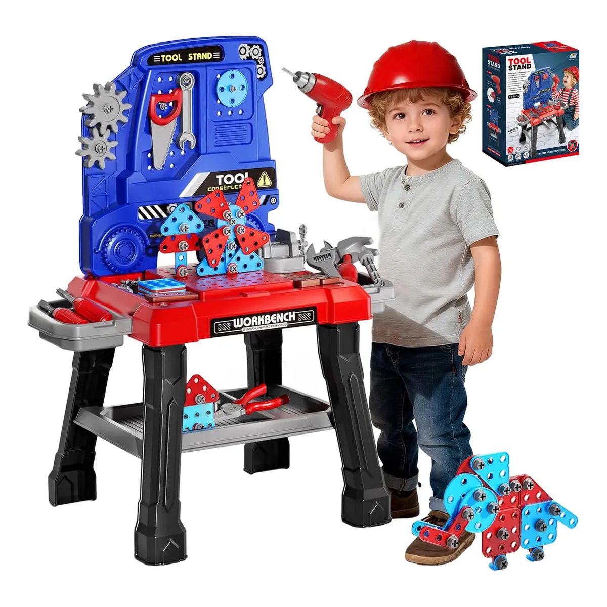 TOYUN TOYUN - Set Juego Banco Herramientas Taladro Juguete Niños 144 Pcs