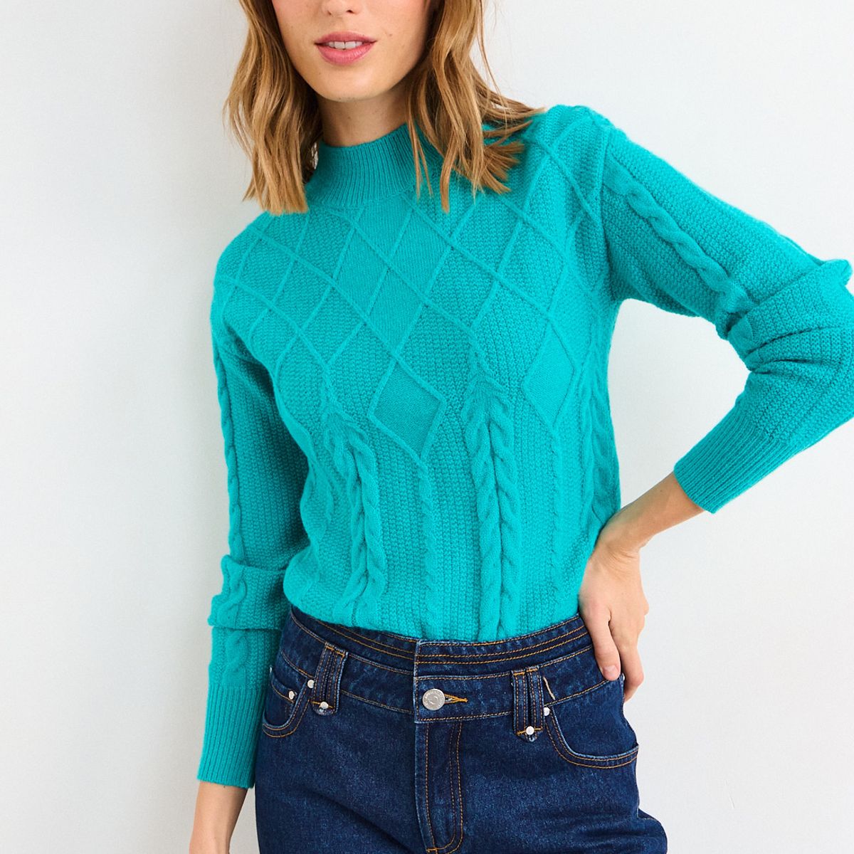 IO - Sweater Liso Mujer Celeste Io
