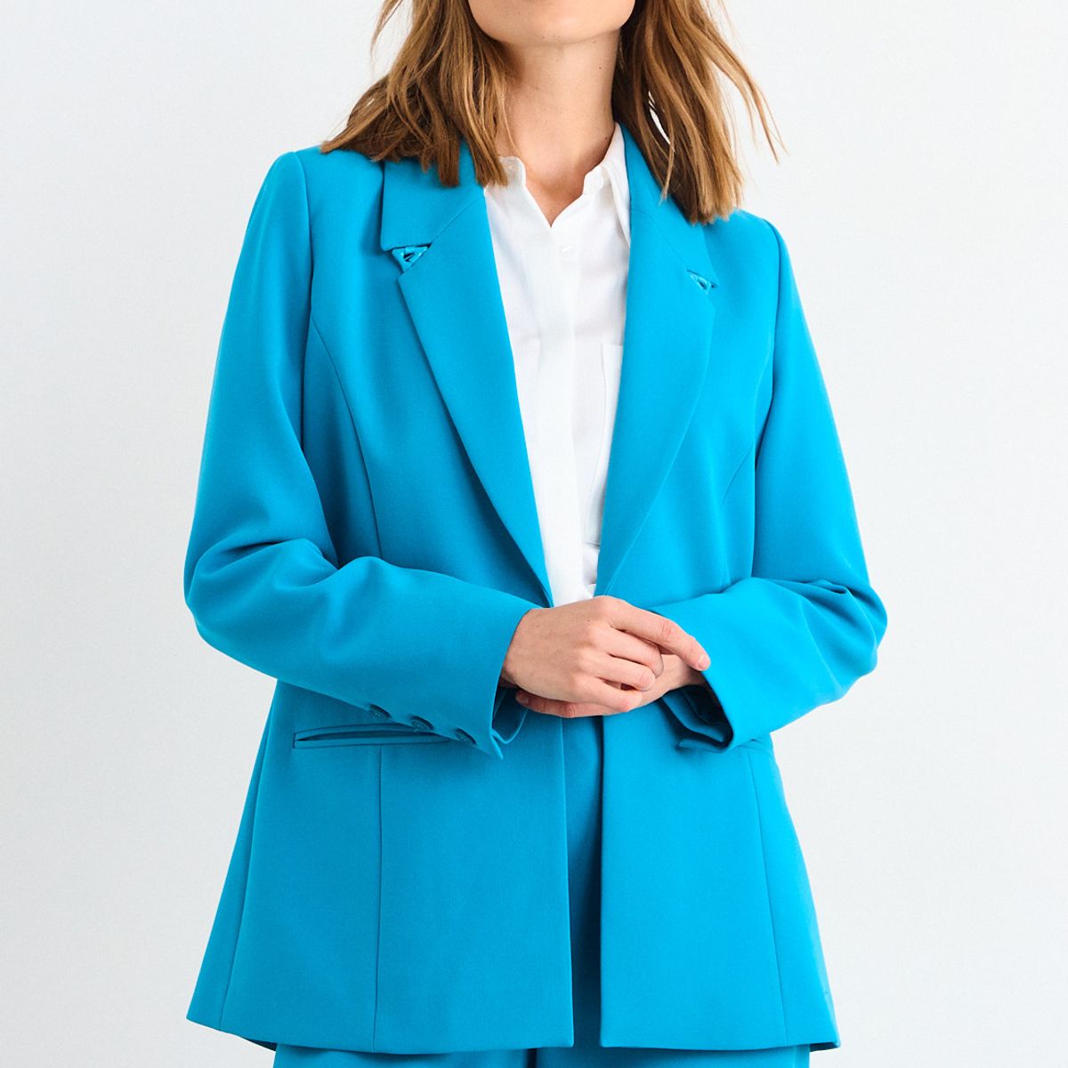 IO - Blazer Liso Mujer Celeste Io