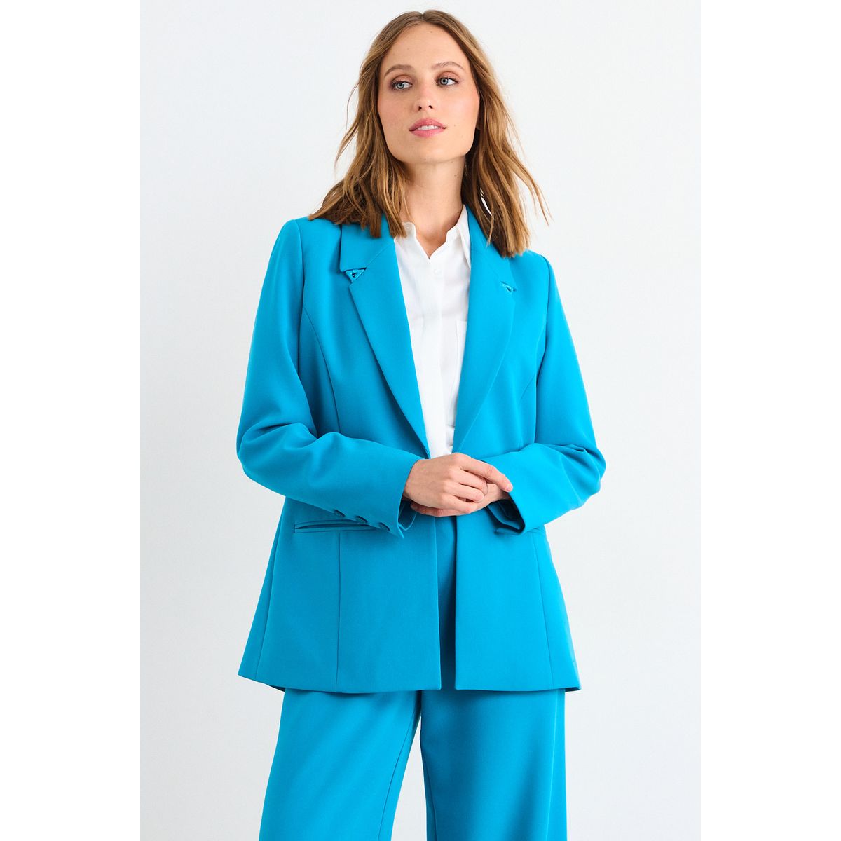 IO - Blazer Liso Mujer Celeste Io