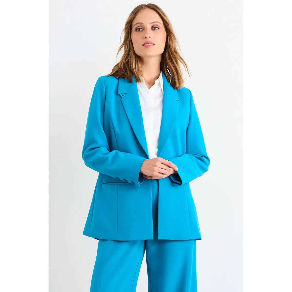IO - Blazer Liso Mujer Celeste Io