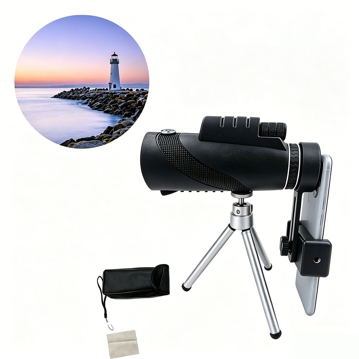 MOONCORE - Monocular Hd 40x60 Con Brújula Y Adaptador Para Celular