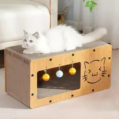 GENERICO - Casita Cama Rascador Para Gatos - Tablero de Cartón S