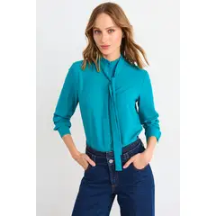 IO - Blusa Lisa Mujer Celeste