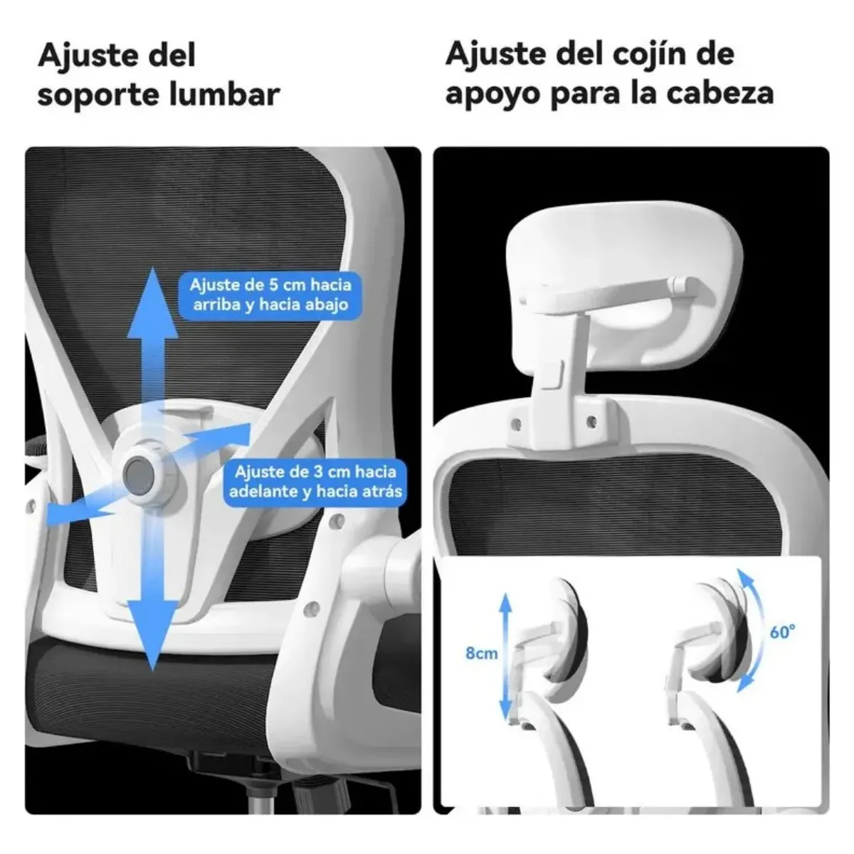 Silla Ergonómica De Oficina Soporte Lumbar Ajustable Bl, marca ANYHOGAR - Foto 2