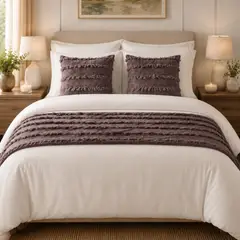 GENERICO - Set Piecero 3 Piezas Morado oscuro 195x70cm + 2 Fundas Almohada - Premium Quilted