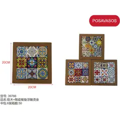 GENERICO - Posa vasos (CUADRADO - DISEÑO DE MANDALAS - 20cm) 39766