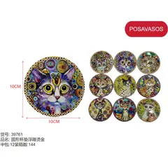 GENERICO - Posa vasos (REDONDO - GATITOS - 10cm) 39761
