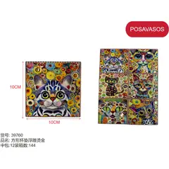 GENERICO - Posa vasos (CUADRADO - GATITOS - 10cm) 39760