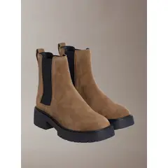 CALVIN KLEIN - Botas Chelsea Chunky de Gamuza Cafe