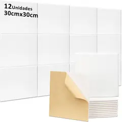KUANGYE - 12 Paneles Absorción Acústica,Alta Densidad,para Paredes, Puertas,Techo,Estudio,30x30x0,9cm,Blanco