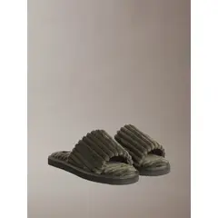 CALVIN KLEIN - Pantuflas Estilo Corduroy Verde