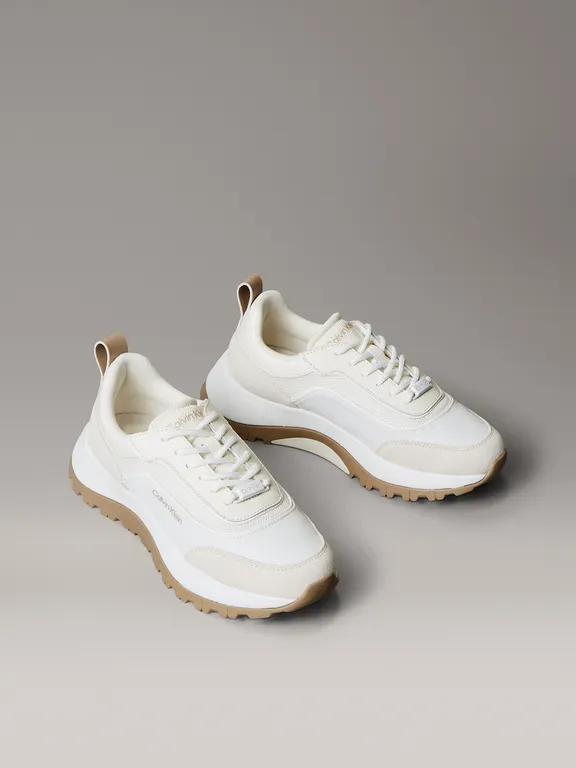 Zapatillas Runner en Tejido de Malla Blanco