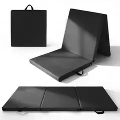 SUPERCENTER - Colchoneta Deportiva Plegable Gruesa Con Asa Lona Yoga Pilates180x60x5cm Negro
