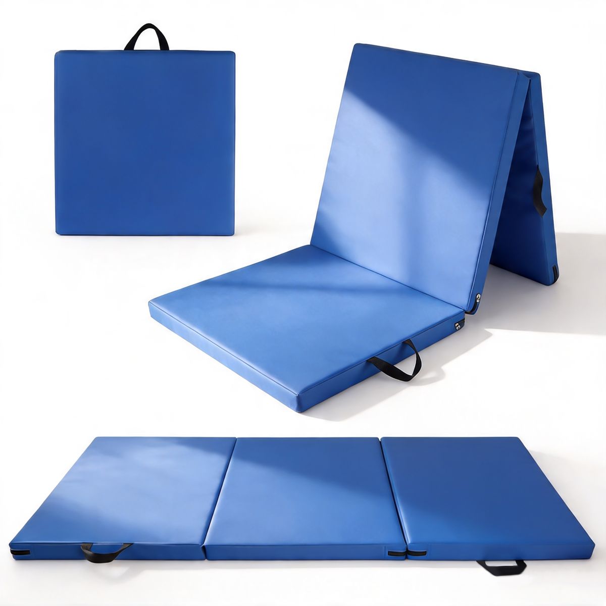 SUPERCENTER - Colchoneta Supercenter Deportiva Plegable Gruesa Con Asa Lona Yoga Pilates180x60x5cm Azul