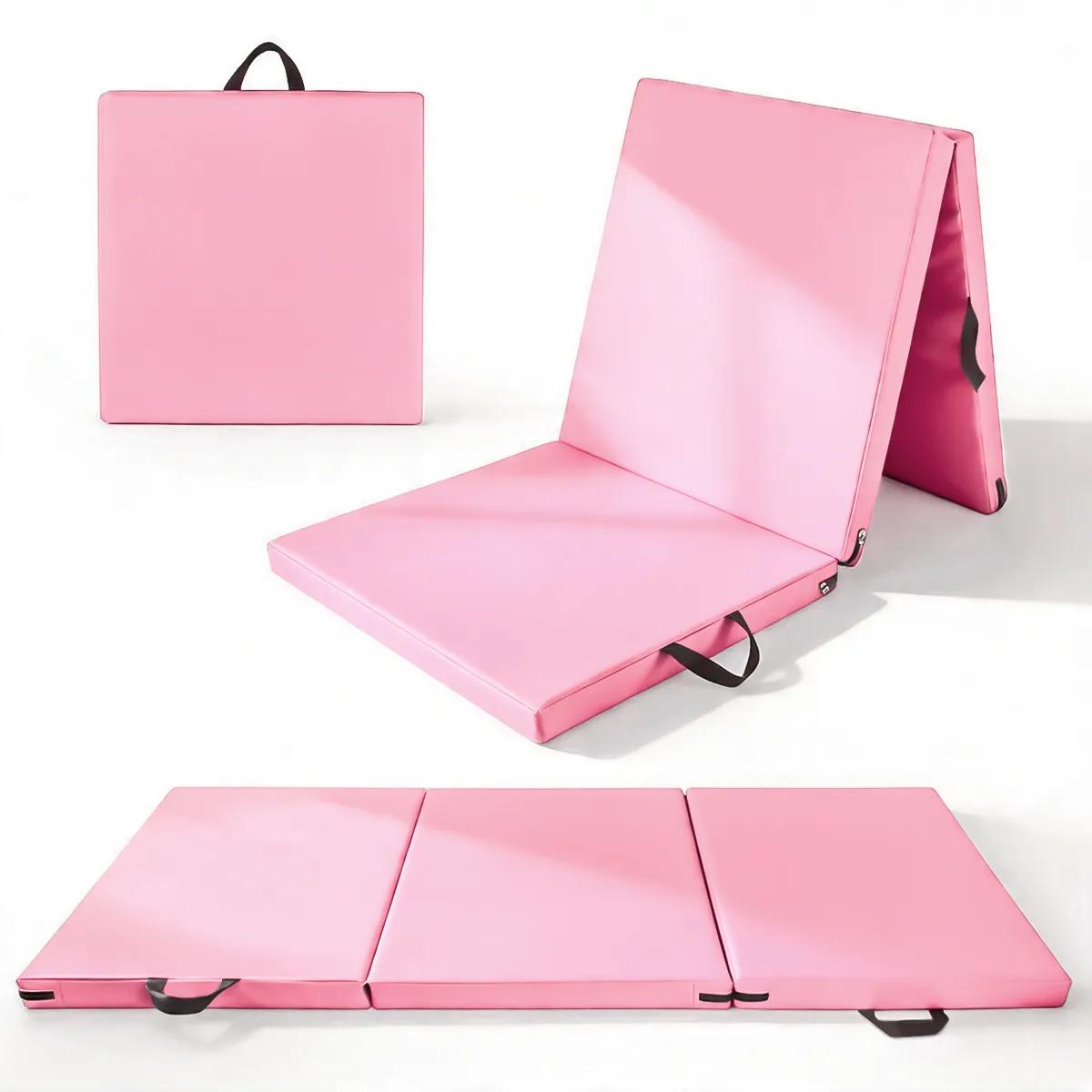 SUPERCENTER - Colchoneta Supercenter Deportiva Plegable Gruesa Con Asa Lona Yoga Pilates180x60x5cm Rosa