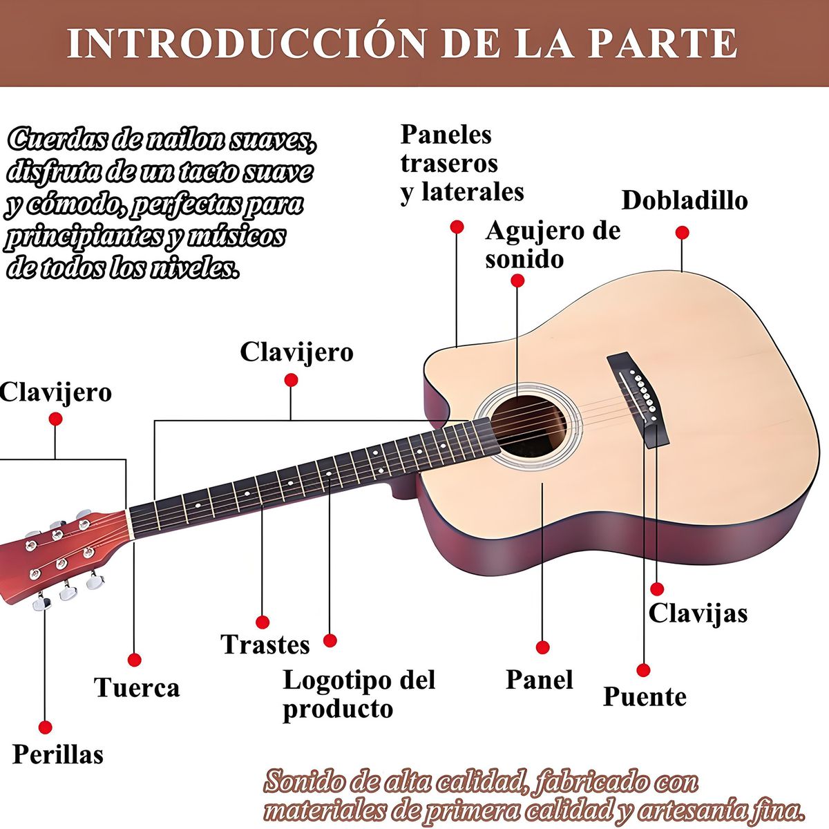 BLUEDREAMER - Paquete de guitarra acústica para principiantes de 38 pulgadas