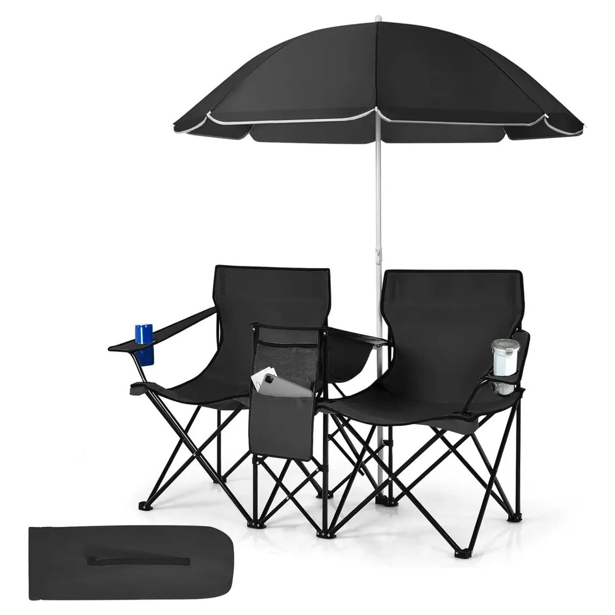 AFVENTURA - Silla De Camping Doble Con Paraguas