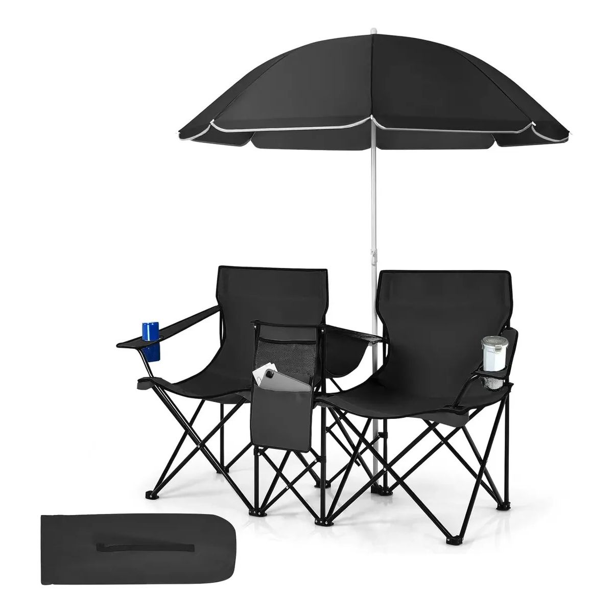 AFVENTURA - Silla De Camping Doble Con Paraguas
