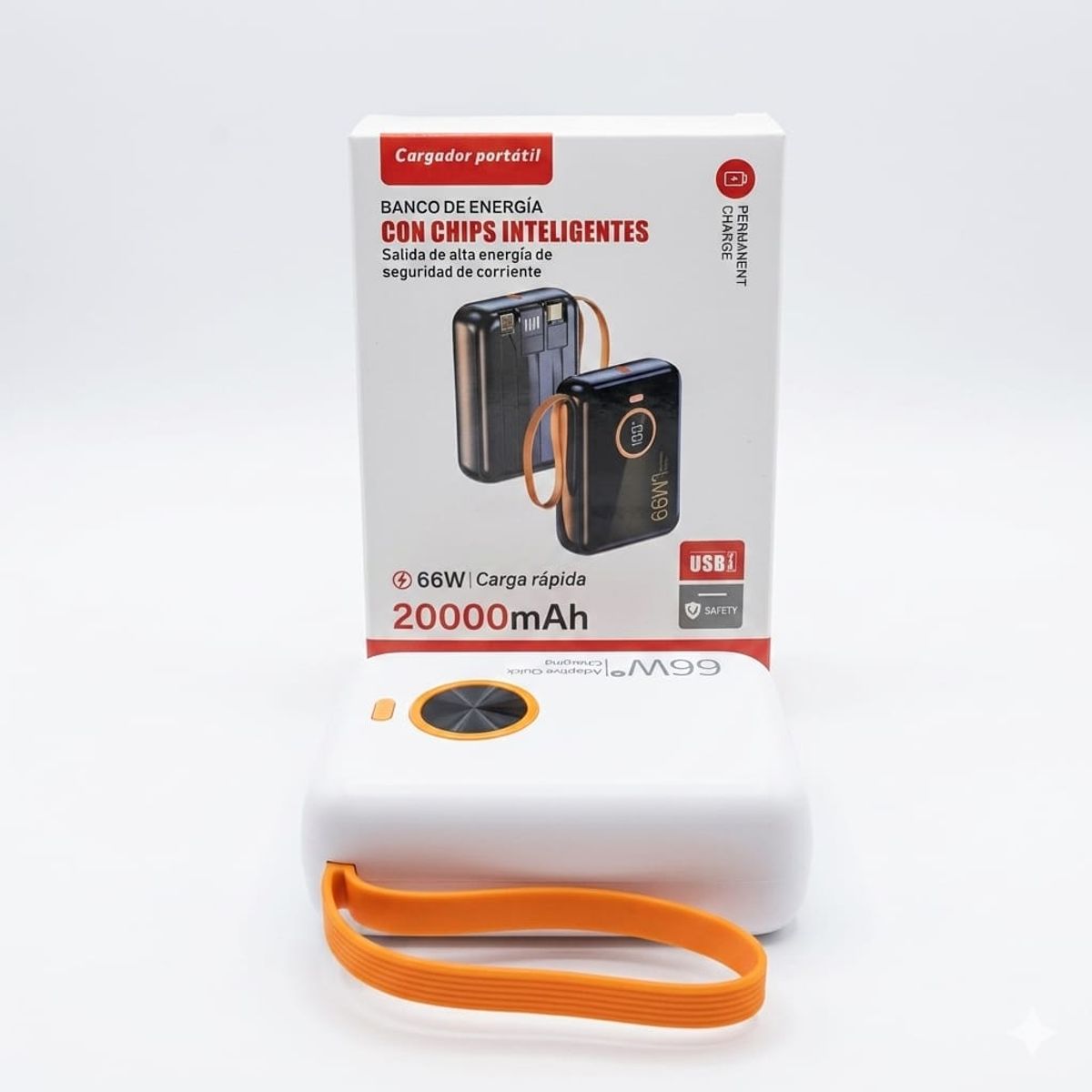 GENERICO - Batería Portátil 20,000mAh Carga Rápida 66W y Cables