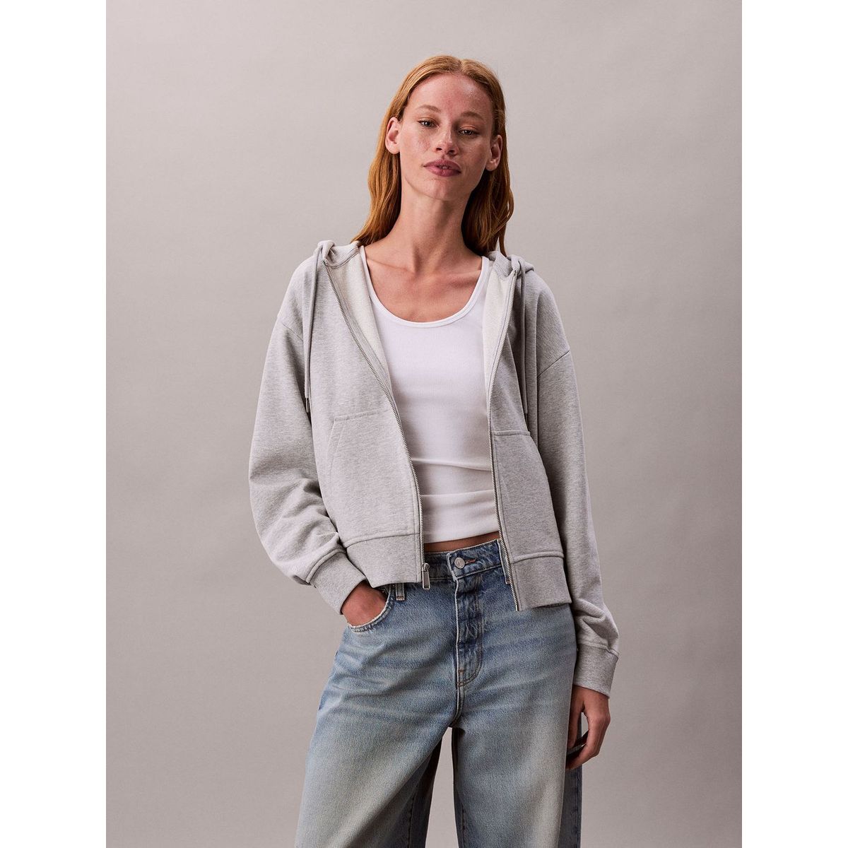 CALVIN KLEIN - Polerón con Gorro y Cierre de Cremallera