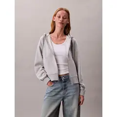 CALVIN KLEIN - Polerón con Gorro y Cierre de Cremallera Gris