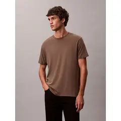 CALVIN KLEIN - Polera de Algodón Supima de Cuello Redondo Café