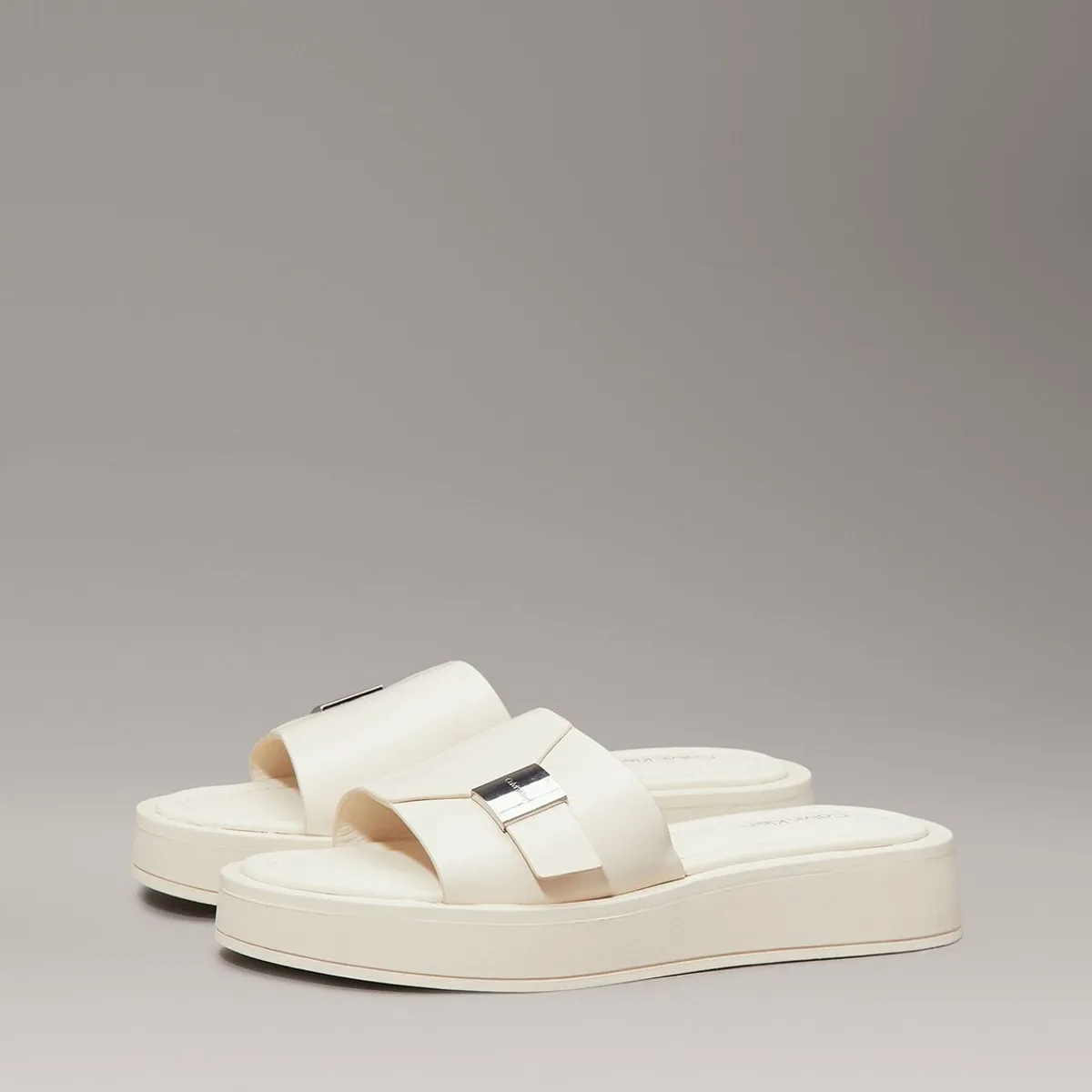 CALVIN KLEIN - Sandalias de Cuero Flatform Calvin Klein Beige